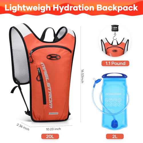 Maelstrom Hydration Backpack with 2L Water Bladder,Lightweight Running Vest - color: Orange