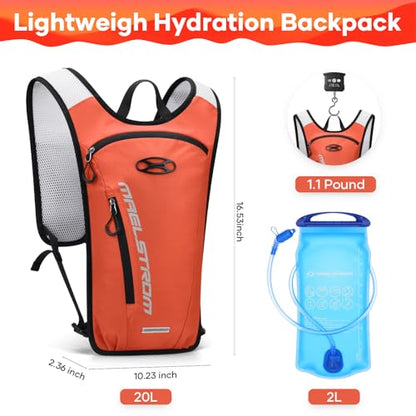 Maelstrom Hydration Backpack with 2L Water Bladder,Lightweight Running Vest - color: Orange