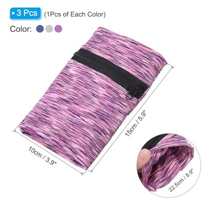 PATIKIL Wrist Pouch Wrist Wallet Sports Wristband Wallets with Zipper Pocket for Running Jogging Hiking Cycling Yoga - color: Blue Light, Gray, Purple