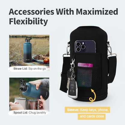 WixByti 87 oz Insulated Water Bottle with Straw, Stainless Steel Water Jug - color: Blue/Black Gradient, size: 87 Ounces