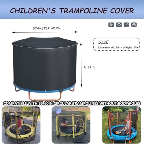 XCZ trampoline cover, outdoor jumping bed cover, suitable for 60 inch round children's trampoline , full coverage. Black - size: 62" Dia x 47" H