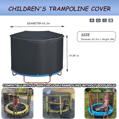 XCZ trampoline cover, outdoor jumping bed cover, suitable for 60 inch round children's trampoline , full coverage. Black - size: 62" Dia x 47" H