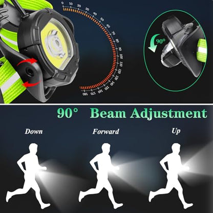 Running Lights for Runners with Rear Red Warning Light for Outdoors, Green