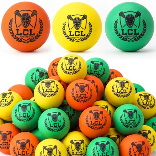 12/24/36 Pcs Soft Foam Lacrosse Balls Bulk Lacrosse Soft Practice Balls for Youth Indoor Training College and High School Official Size for Games Training - color: 3 Colors