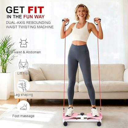 Waist Twister Machine Exercise Fitness Tool, Ultra-Quiet Operation, 9-level Adjustable Resistance Modes, Slim Waist Exerciser, Rotating Balance Trainer, Load-Bearing 300LBS