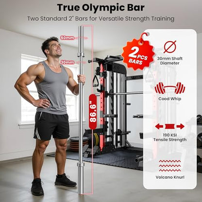pooboo Power Cage Smith Machine with 2000LB Squat Rack Cable System