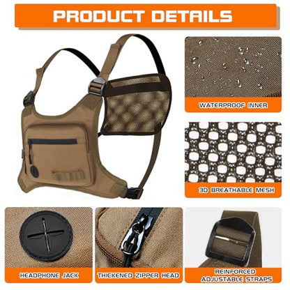 KINGSLONG Running Vest, Chest Bag for Men, Chest Pack, Hiking (F-Brown) - color: F-Brown