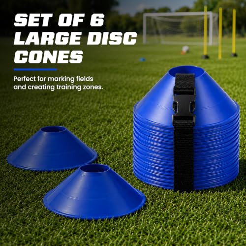 American Challenge Large Disc Cones, Soccer Cones for Sports, Set of 6 - color: Royal