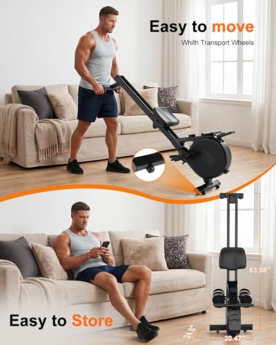Superun Upgraded Rowing Machines for Home, Magnetic Rowing Machine with 32 Levels, Rower Machine of Quiet Resistance & 300LBS Weight Capacity, Row Machine with LED Monitor, App Supported - color: Dark Black