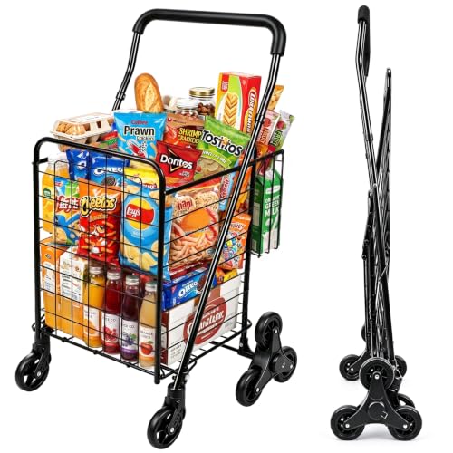Kiffler Stair Climber Grocery Shopping Cart with 360° Swivel & Tri-Wheels - color: Black