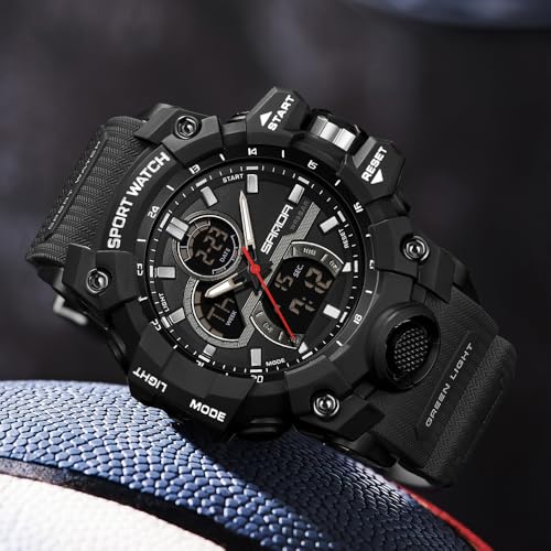 FANMIS Men Sports Outdoor Watch Analog Digital Multifunctional Black Watch - color: C khaki
