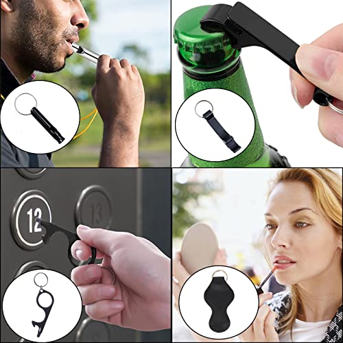 Safety Keychain for Women, Safety Keychain Set with Personal Alarm, 9 Pcs Protective Accessories for Women - color: Black