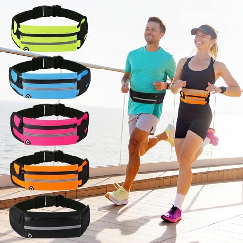 Men Women Running Belt Waist Pack Waterproof Jogging Waist Bag Adjustable Sports Workout Reflective Fanny Pack Runners Belt (Orange) - color: Orange