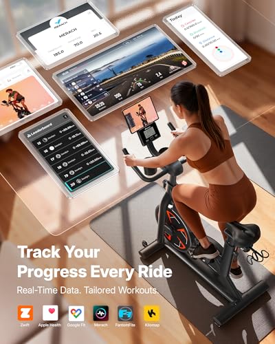 MERACH Exercise Bike, Magnetic Resistance, 330lbs Capacity - color: Orange