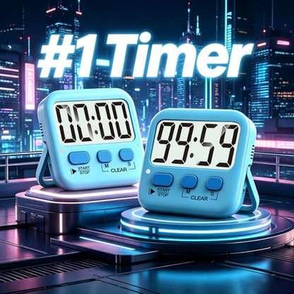 Antonki 2 Pack Digital Timer for Kids Classroom Kitchen Timers for Cooking - color: Clear Blue