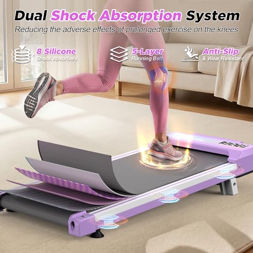 FYC Walking Pad with Incline for Home & Office - Under Desk Walking Pad Treadmill, Portable Walking Machine with Remote Control, LED Display, 300LBS Capacity, 2.5HP Quiet Motor - color: purple