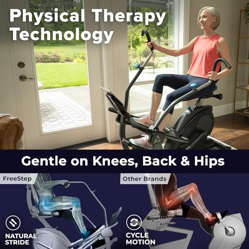Teeter FreeStep Recumbent Cross Trainer Stepper, Zero-Impact Exercise Bike Alternative w/Patented Physical Therapy Stride, Up to 350lb, Free App w/Trainer Workouts - style: LT1