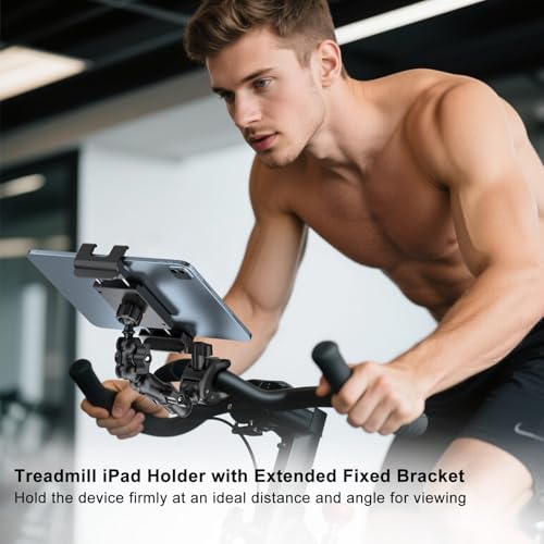 PLDHPRO Tablet Mic Music Holder for iPad Clamp Mount Stand, Microphone Tripod Treadmill Stroller Spin Bike Exercise Handlebar Accessories Compatible iPhone iPad Galaxy Tab 5.5-14.6'' Phones Tablets - size: 6.1 in Arm