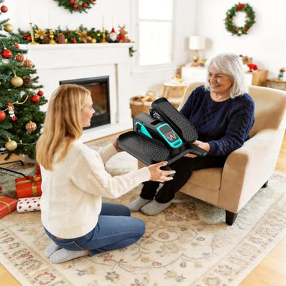 Under Desk Elliptical Leg Exerciser While Sitting for Seniors - color: Blue