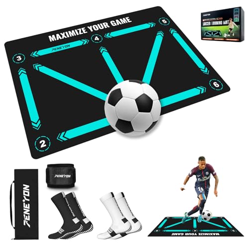 Soccer Training Mat, Soccer Training Equipment, Soccer Gifts for Boys 8-12 - color: Black-Green, size: 47*31 IN
