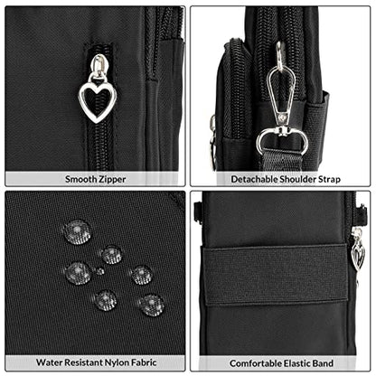 Women Cell Phone Purse Wristband Sport Armband Wallet Travel Crossbody Cell Phone Purse for Galaxy S10 Plus S9 Plus A50 A7 J7,OnePlus 6T,HTC U12 (Black) - color: Black
