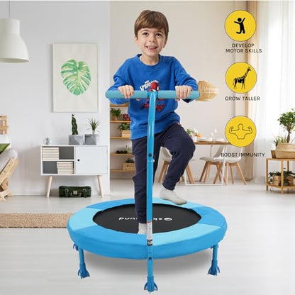 SkyBound 36 Inch Indoor Trampoline for Kids - Kids Trampoline Indoor with Handle - Toddler Trampoline with Upgraded 2.0mm Steel Pipe and Handlebar - Mini Indoor Trampoline for Kids Age 3 and Above - style: Rocket