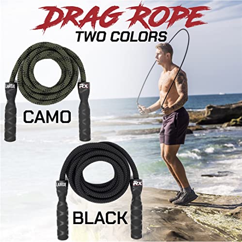 Rx Smart Gear Drag Jump Rope w/Non Slip Ergonomic Handles - Weighted Polypropylene Rope for Fitness & Exercise, Cardio Workout, WOD | Speed Jumping Rope for Men & Women - size: Large