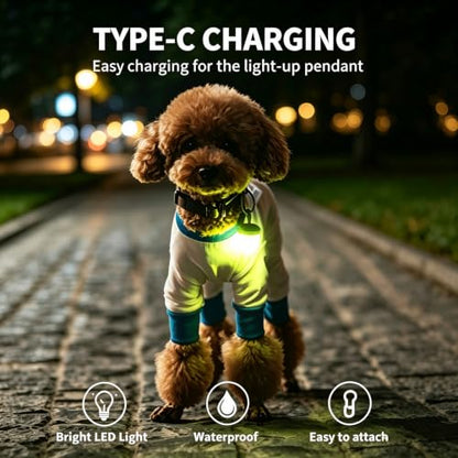 LaRoo LED Dog Collar Charm, Rechargeable Light with 3 Modes, Natural Rubber Pet Safety Light, 5 Hour Glow(Yellow) - color: Yellow-C
