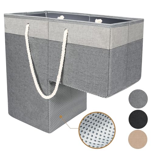 Stair Basket for Stairs with Handle, Staircase Baskets for Carpeted and Wooden Stairs,16" Step Storage Basket for Toys, Clothes, Books, Tools, with Hard Board, Anti-slip (1, Gray) - color: Gray