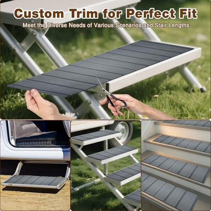 RV Step Covers 4 Pack, 24"x7.5", 6mm Thick High-Density EVA Foam: Self-Adhesive, Non-Slip RV Stair Covers. Trimmable Waterproof for Trailers, Camper, Motorhome. (Space Gray) - color: Space Gray