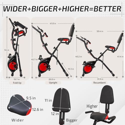 YYFITT 3-IN-1 Exercise Bike with Luminous Display | Foldable | XXL Backrest