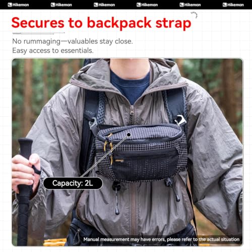 HIKEMAN Waist Bag Strap Pack Pouch for Backpack Lightweight Phone Pocket - color: Black