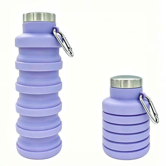 YCT Collapsible Water Bottle 17oz（500ml），Travel Portable Sport Water Bottle，Reusable Silicone Foldable Water Bottles for Gym Camping Hiking (Purple) - color: Purple