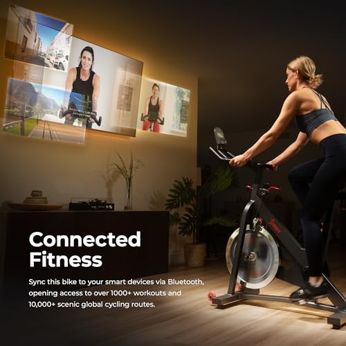 Sunny Health & Fitness Smart Indoor Cycling Exercise Bike for Home Cardio - color: Black