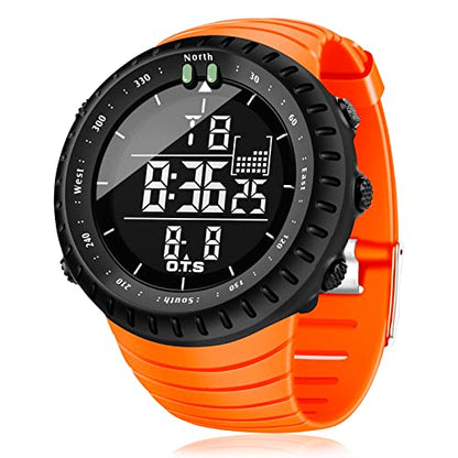 PALADA Men's Digital Sports Watch Waterproof Tactical Watch with LED Backlight Watches for Men - color: Orange