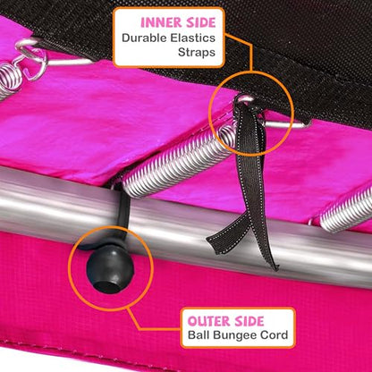 Kangaroo Hoppers Universal 12/14/15FT Trampoline Repalcement Safety Pad?Waterproof Surround Spring Foam Cover for Round Frame - color: Pink