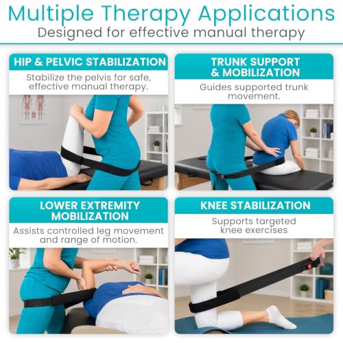 Vive Mobilization Belt for Physical Therapy with Buckle - Manual Traction Stretching Band - PT Traction Strap Belt for Stretching, Mobility, Massages & Exercise