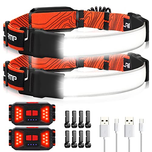 Adelante Rechargeable LED Headlamp 2 Pack, 1000LM 230° Wide Beam Head Lamp - color: Orange, size: 2 pack
