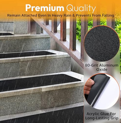 Stair Treads Non-Slip for Wooden Steps Indoor and Outdoor Grip Tape 6"x24" - size: Black, style: 5 Pack