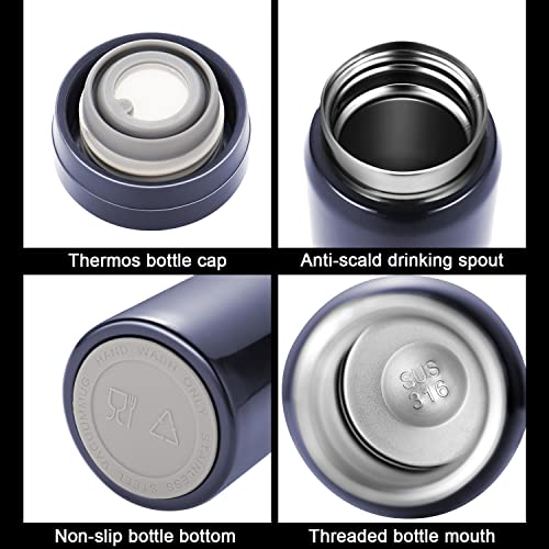 Mini Thermos Cute Water Bottle - 7 oz Tiny Insulated Vacuum 18/10 Stainless Steel Small Flask - Leak Proof & Spill Proof & Keeps Cold and Hot for Drink, Coffee, Tea - Blue - color: Blue, size: 6.8 Ounces