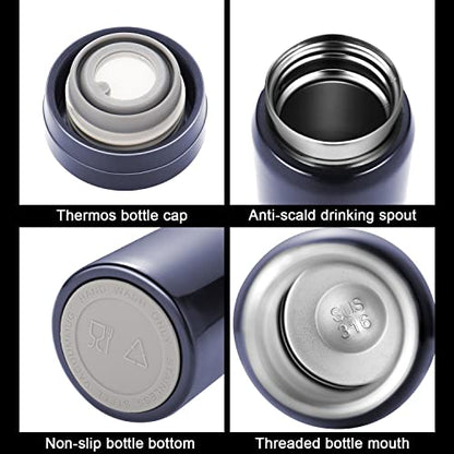 Mini Thermos Cute Water Bottle - 7 oz Tiny Insulated Vacuum 18/10 Stainless Steel Small Flask - Leak Proof & Spill Proof & Keeps Cold and Hot for Drink, Coffee, Tea - Blue - color: Blue, size: 6.8 Ounces