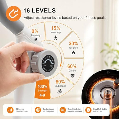 ExacMe Foldable Magnetic Stair Stepper for Home with 16 Resistance Levels - color: White