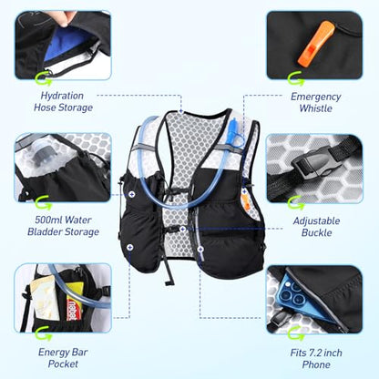 AGPTEK Hydration Running Vest with 2L Water Bladder for Men Women, Lightweight & Adjustable Running Vest for Runner Walking Hiking Marathon Cycling Jogging Trail Race - size: Medium