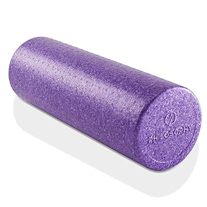 Philosophy Gym 18" High-Density Foam Roller for Exercise, Massage, Muscle Recovery - Round, Purple - color: Purple, size: 18 Inch