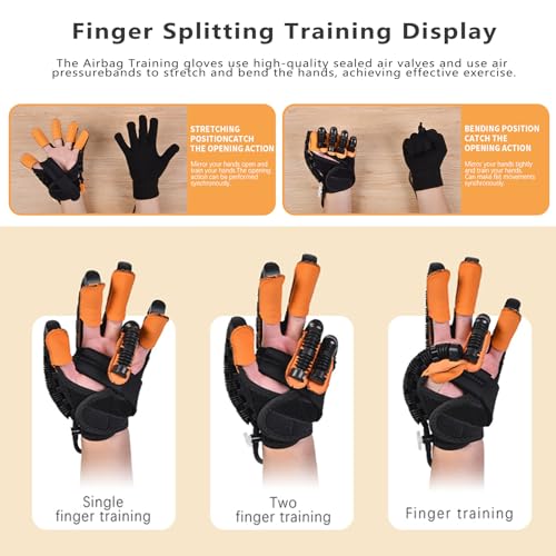 Rehabilitation Robot Gloves Finger Exerciser Stroke Hand Function Right - color: R-black, size: X-Large