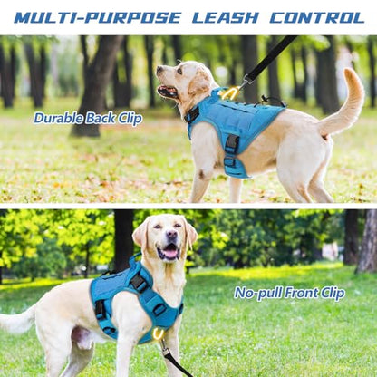 WINGOIN Blue Tactical Dog Harness for Large Dogs,No Pull Dog Harnesses - color: Blue, size: Large: 45-80 lbs (Chest:27-37",Neck:19-25")