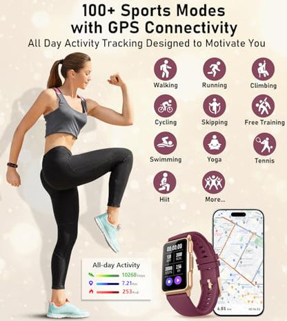 Smart Watch Health Fitness Tracker with 24/7 Heart Rate, Blood Oxygen Blood Pressure Sleep Monitor, 115 Sports Modes, Step Calorie Counter Pedometer IP68 Waterproof for Android and iPhone Women Men