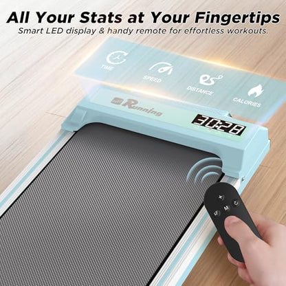 FYC Walking Pad with Incline for Home & Office - Under Desk Walking Pad Treadmill, Portable Walking Machine with Remote Control, LED Display, 300LBS Capacity, 2.5HP Quiet Motor - color: blue