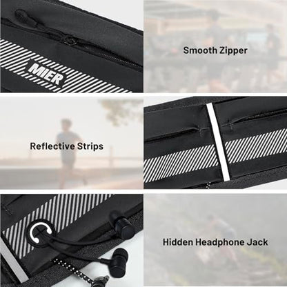 MIER Running Belt for Women & Men, Fanny Pack with Marathon Bib Clip, Black - color: Black