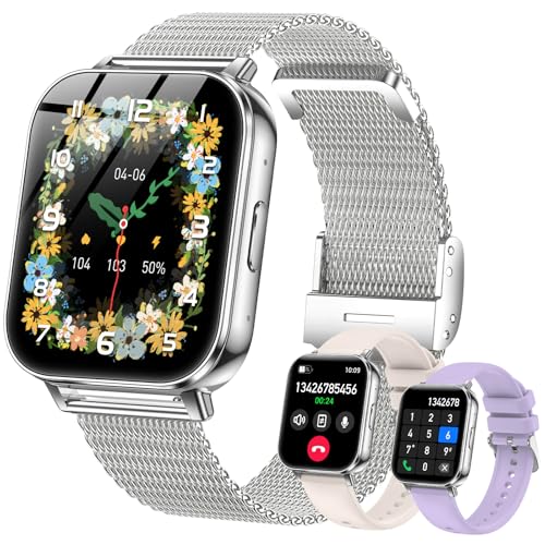 Smart Watches for Women,1000mAh Battery, Compatible with Android & iPhone, 1.83" HD Smartwatches with Calls/Messages Alerts, 110+ Sports Modes Fitness Watch, IP68 Waterproof(Silver) - color: Silver